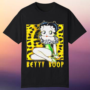 Betty Boop T-Shirt Leopard Print Retro Cartoon Graphic Fan Tee